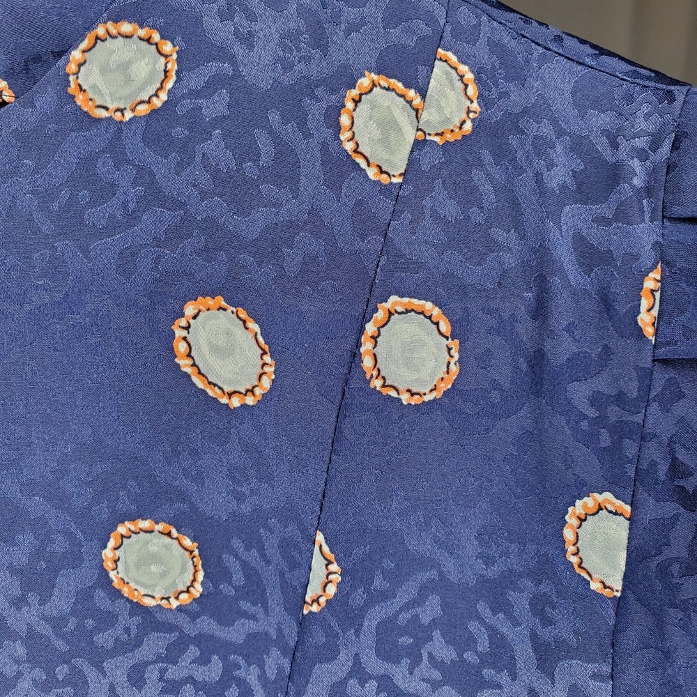 Maggie London Vtg Silk Dress 8 Satin Old Money Print Tiered Modest Derby Church - Picture 10 of 11